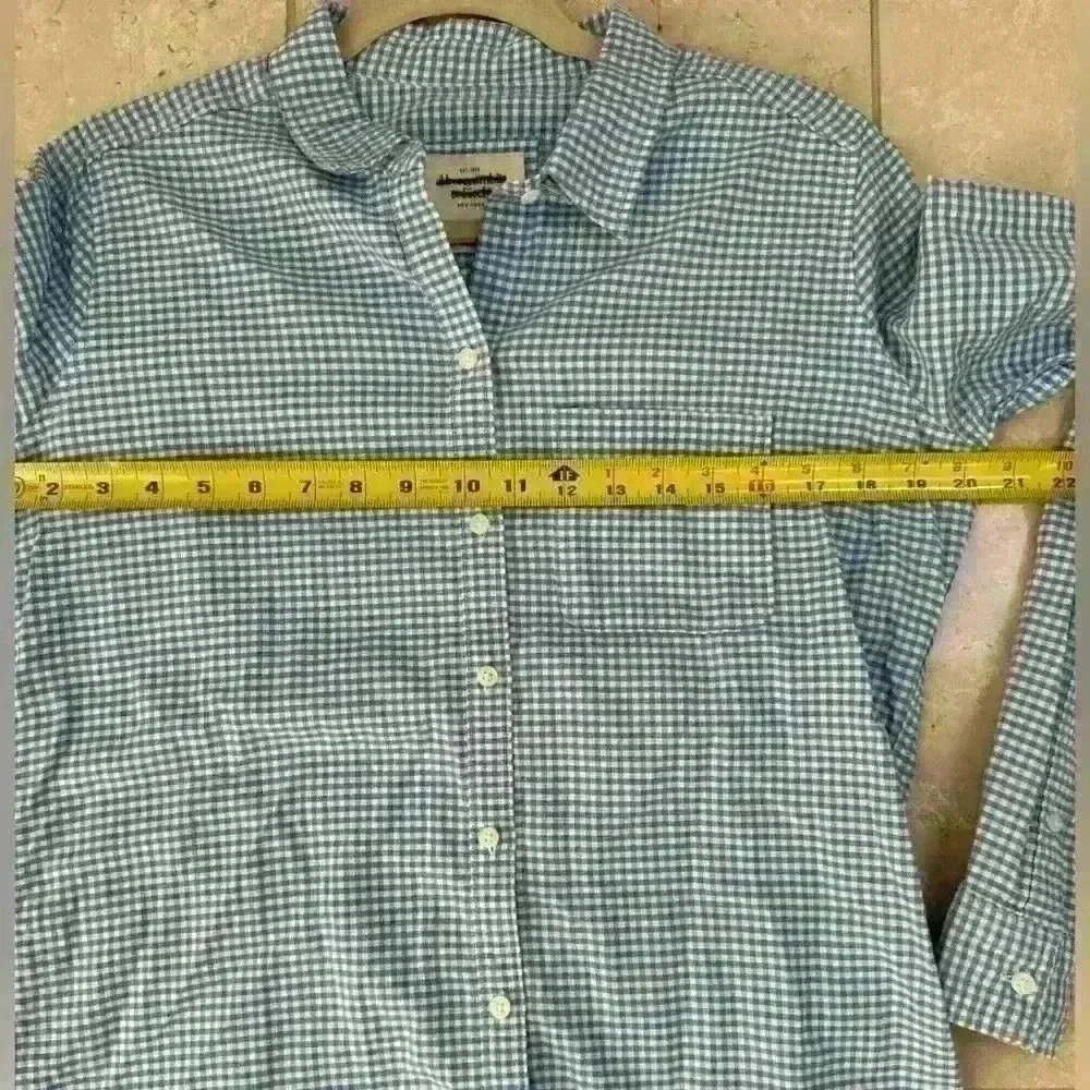 ABERCROMBIE & FITCH BLUE &‎ WHITE GINGHAM COTTON LONG SLEEVE SHIRT WOMEN'S LARGE - Picture 4 of 6
